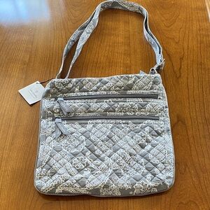 Vera Bradley Gray and White Quilted Paisley Crossbody Purse